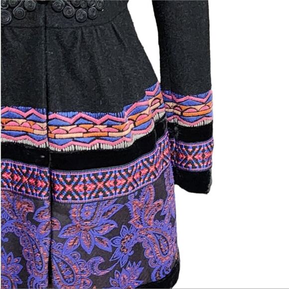 Anthropologie Plenty Tracy Reese Loma Stitched Embroidered Wool Blend Coat 6 - Picture 10 of 16